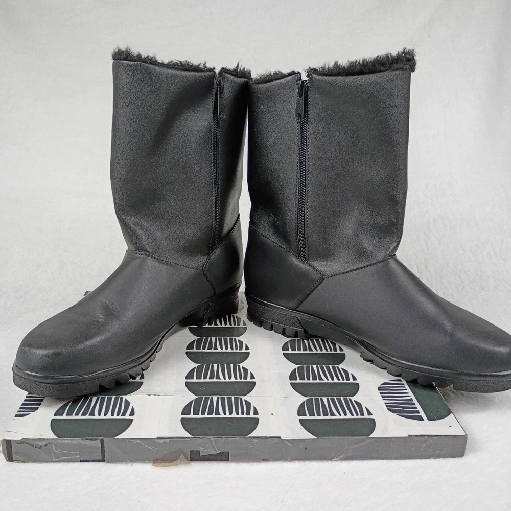 Toe Warmers Womens Black Winter Boots T98836 Faux Fur Lined Mid Calf Size‎ 11 M